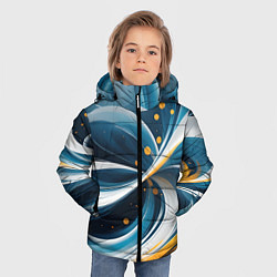 Куртка зимняя для мальчика Закрученная абстракция от нейросети, цвет: 3D-черный — фото 2