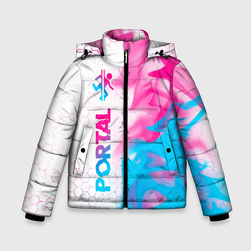 Зимняя куртка для мальчика Portal neon gradient style: по-вертикали / 3D-Черный – фото 1