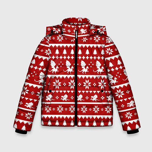 Зимняя куртка для мальчика Dragon year pattern / 3D-Красный – фото 1