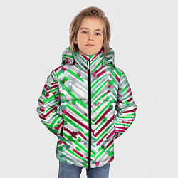 Куртка зимняя для мальчика Новогодние линии зелёный и красный, цвет: 3D-красный — фото 2