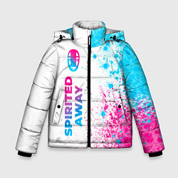 Куртка зимняя для мальчика Spirited Away neon gradient style: по-вертикали, цвет: 3D-черный