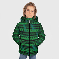 Куртка зимняя для мальчика Геометрические треугольники тёмно-зелёный, цвет: 3D-черный — фото 2