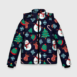 Зимняя куртка для мальчика Снеговички с рождественскими оленями и елками