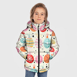 Куртка зимняя для мальчика Разноцветные новогодние шары, цвет: 3D-светло-серый — фото 2