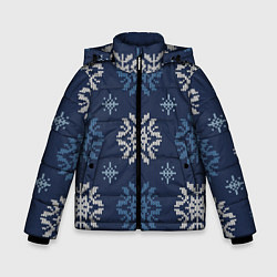 Куртка зимняя для мальчика Снежинки спицами - узоры зимы, цвет: 3D-светло-серый