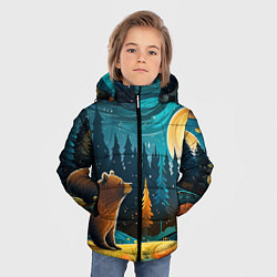 Куртка зимняя для мальчика Хозяин тайги: медведь в лесу, цвет: 3D-светло-серый — фото 2