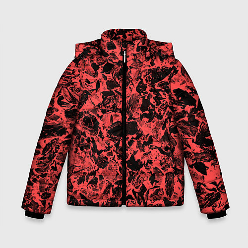 Зимняя куртка для мальчика Каменная текстура коралловый / 3D-Черный – фото 1