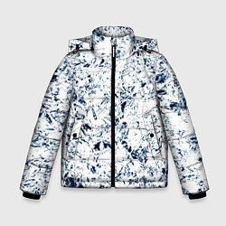 Куртка зимняя для мальчика Паттерн ледяные вершины гор, цвет: 3D-черный