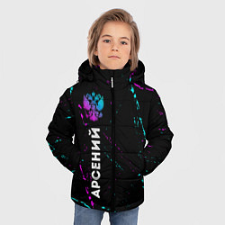 Куртка зимняя для мальчика Арсений и неоновый герб России: по-вертикали, цвет: 3D-черный — фото 2