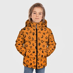 Куртка зимняя для мальчика Тыквенный узор, цвет: 3D-черный — фото 2