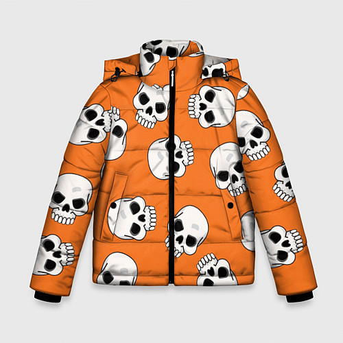 Зимняя куртка для мальчика Черепки для хэллоуина / 3D-Красный – фото 1