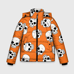 Куртка зимняя для мальчика Черепки для хэллоуина, цвет: 3D-черный