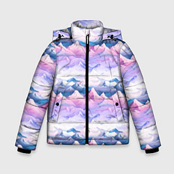 Куртка зимняя для мальчика Розовые горы паттерн, цвет: 3D-черный