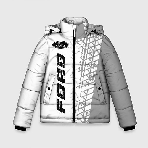 Зимняя куртка для мальчика Ford speed на светлом фоне со следами шин: по-верт / 3D-Черный – фото 1
