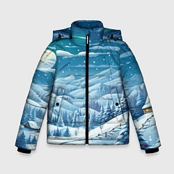 Куртка зимняя для мальчика Новогодний пейзаж природа, цвет: 3D-светло-серый