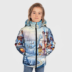 Куртка зимняя для мальчика Новогодний городок, цвет: 3D-черный — фото 2