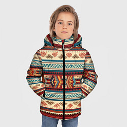 Куртка зимняя для мальчика Этнический паттерн в горизонтальную полоску, цвет: 3D-светло-серый — фото 2