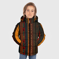 Куртка зимняя для мальчика Этнический узор в вертикальную полоску, цвет: 3D-светло-серый — фото 2