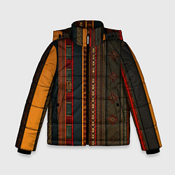 Куртка зимняя для мальчика Этнический узор в вертикальную полоску, цвет: 3D-красный