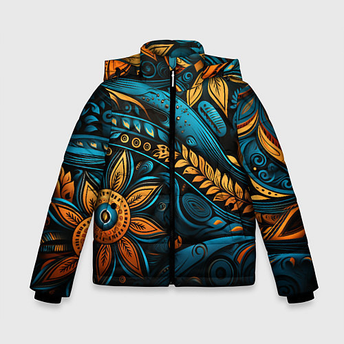 Зимняя куртка для мальчика Узор с растительными элементами / 3D-Черный – фото 1
