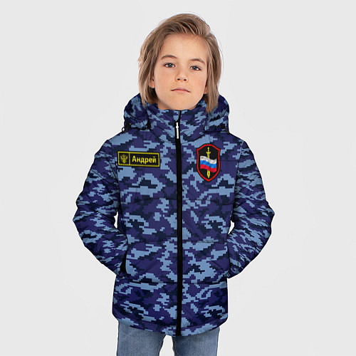 Зимняя куртка для мальчика Камуфляж синий - Андрей / 3D-Красный – фото 3