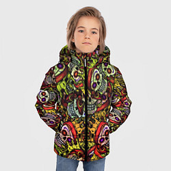 Куртка зимняя для мальчика Череп пират с короной паттерн, цвет: 3D-черный — фото 2