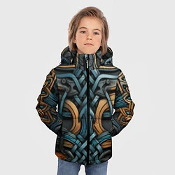 Куртка зимняя для мальчика Асимметричный узор в скандинавском стиле, цвет: 3D-светло-серый — фото 2