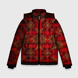 Куртка зимняя для мальчика Красная шотландская клетка royal stewart, цвет: 3D-светло-серый