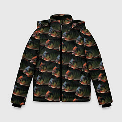 Куртка зимняя для мальчика Зубастые рыбы, цвет: 3D-красный