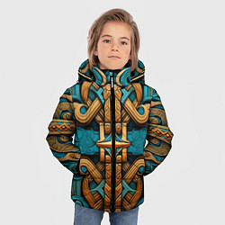 Куртка зимняя для мальчика Орнамент в норвежском стиле, цвет: 3D-черный — фото 2