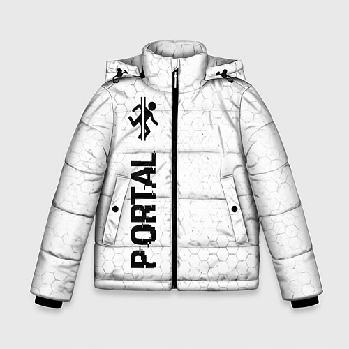 Зимняя куртка для мальчика Portal glitch на светлом фоне по-вертикали / 3D-Черный – фото 1