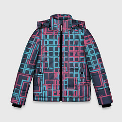 Куртка зимняя для мальчика Разноцветные толстые линии, цвет: 3D-светло-серый