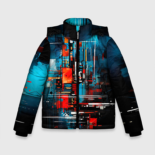 Зимняя куртка для мальчика Городская абстракция / 3D-Черный – фото 1