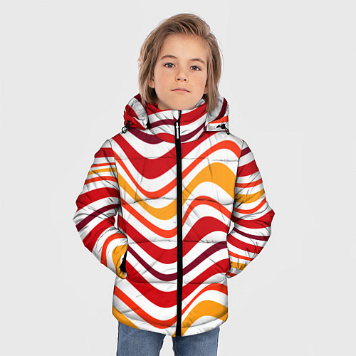 Зимняя куртка для мальчика Модные линии / 3D-Красный – фото 3