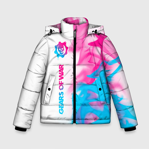 Зимняя куртка для мальчика Gears of War neon gradient style по-вертикали / 3D-Черный – фото 1