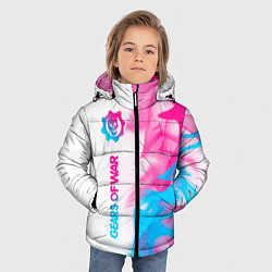 Куртка зимняя для мальчика Gears of War neon gradient style по-вертикали, цвет: 3D-черный — фото 2