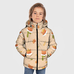 Куртка зимняя для мальчика Лисички с листьями, цвет: 3D-светло-серый — фото 2