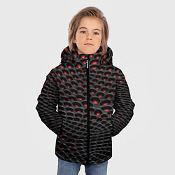 Куртка зимняя для мальчика Узор на чёрно красном карбоновом фоне, цвет: 3D-черный — фото 2