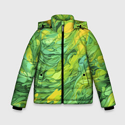 Куртка зимняя для мальчика Зелено желтая краска, цвет: 3D-черный