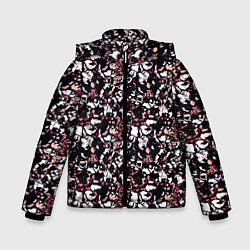 Куртка зимняя для мальчика Текстура бело-бордовый пёстрая, цвет: 3D-черный