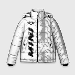 Куртка зимняя для мальчика Mini speed на светлом фоне со следами шин по-верти, цвет: 3D-черный