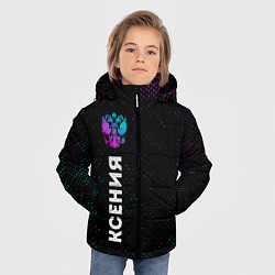 Куртка зимняя для мальчика Ксения и неоновый герб России по-вертикали, цвет: 3D-черный — фото 2