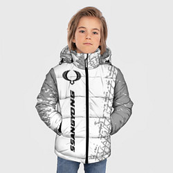 Куртка зимняя для мальчика SsangYong speed на светлом фоне со следами шин по-, цвет: 3D-черный — фото 2