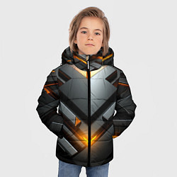 Куртка зимняя для мальчика Объемные плиты с оранжевым свечением, цвет: 3D-светло-серый — фото 2