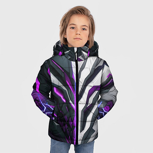 Зимняя куртка для мальчика Броня адская и райская фиолетовая / 3D-Красный – фото 3