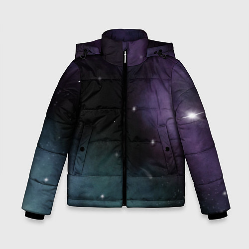 Зимняя куртка для мальчика Космос и звезды на темном фоне / 3D-Черный – фото 1