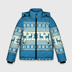 Куртка зимняя для мальчика Sweater with deer on a blue background, цвет: 3D-черный