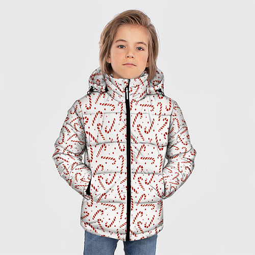 Зимняя куртка для мальчика Caramel cane new years pattern / 3D-Светло-серый – фото 3