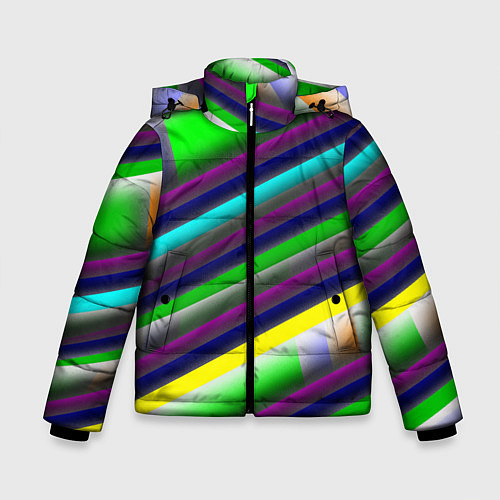 Зимняя куртка для мальчика Размытые абстрактные полосы / 3D-Черный – фото 1
