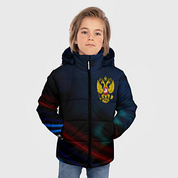 Куртка зимняя для мальчика Спортивная россия герб, цвет: 3D-черный — фото 2